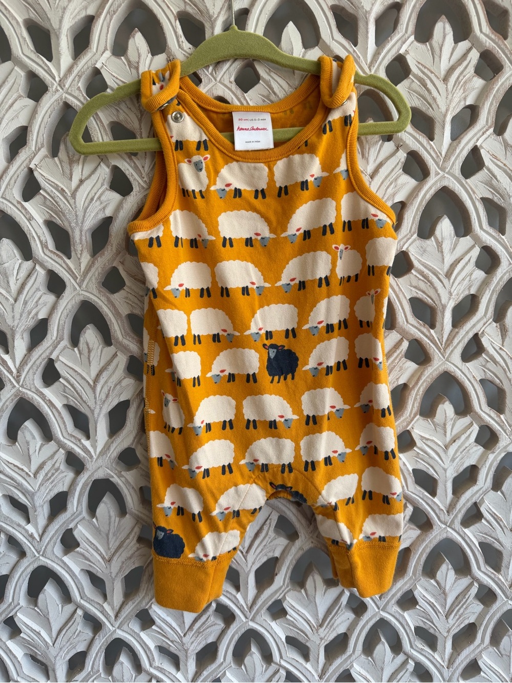 Hanna Andersson Sheep Baby Romper, 0-3M